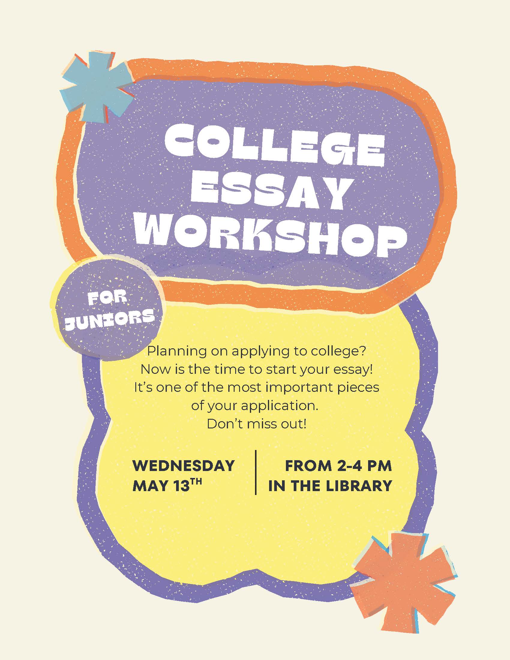college essay workshop flyer